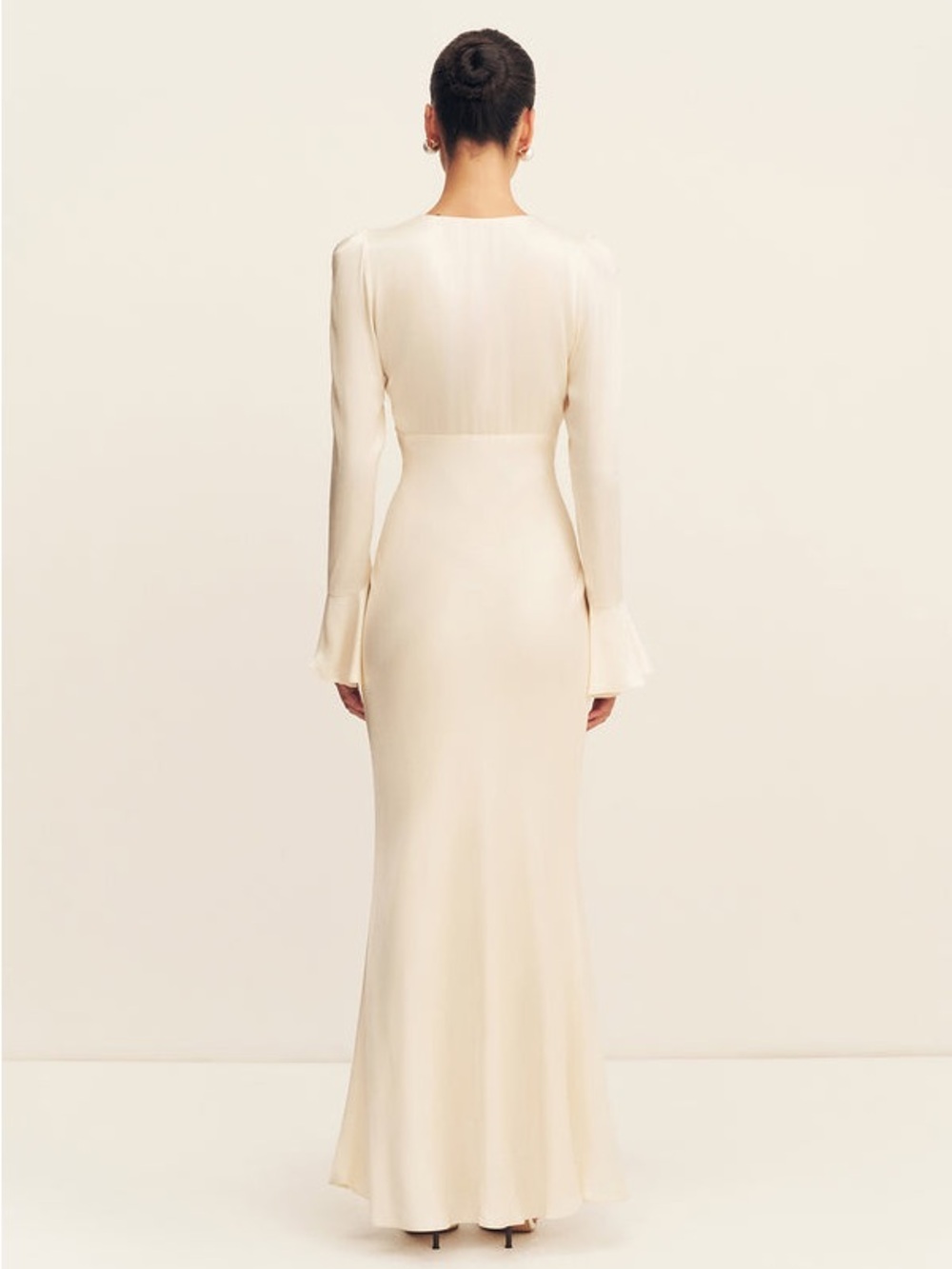 Shona Joy La Lune Frill Cuff Bias Midi Dress - Cream - Picture 3 of 7